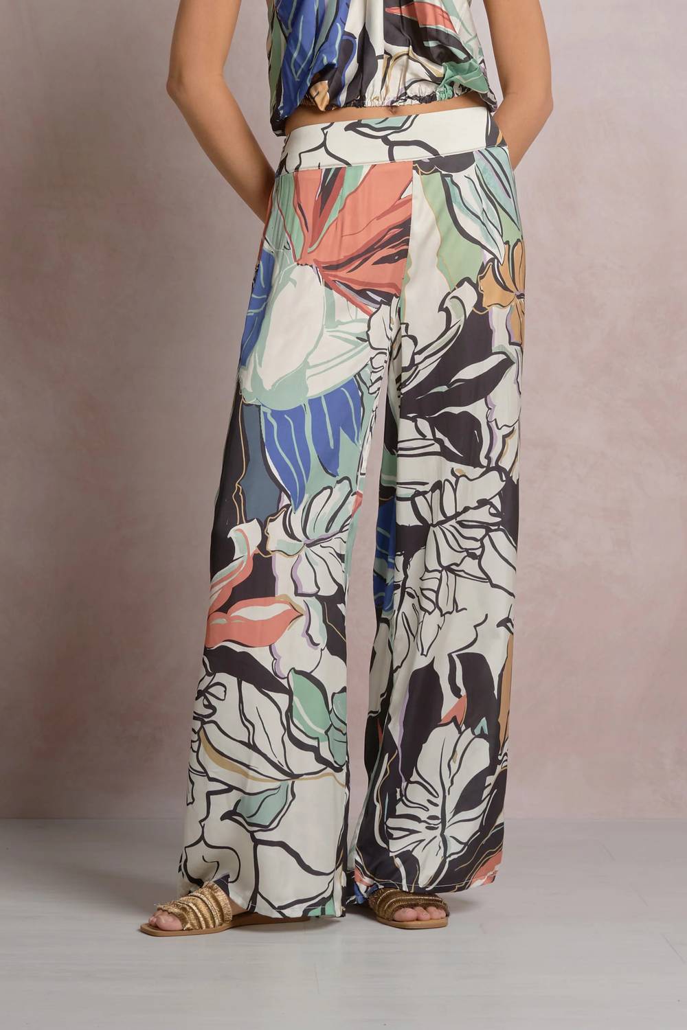 Elan - Tropic Floral Satin Pant