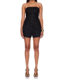 GREYLIN Niki Linen Strapless Vest in black 1 - women's jacket