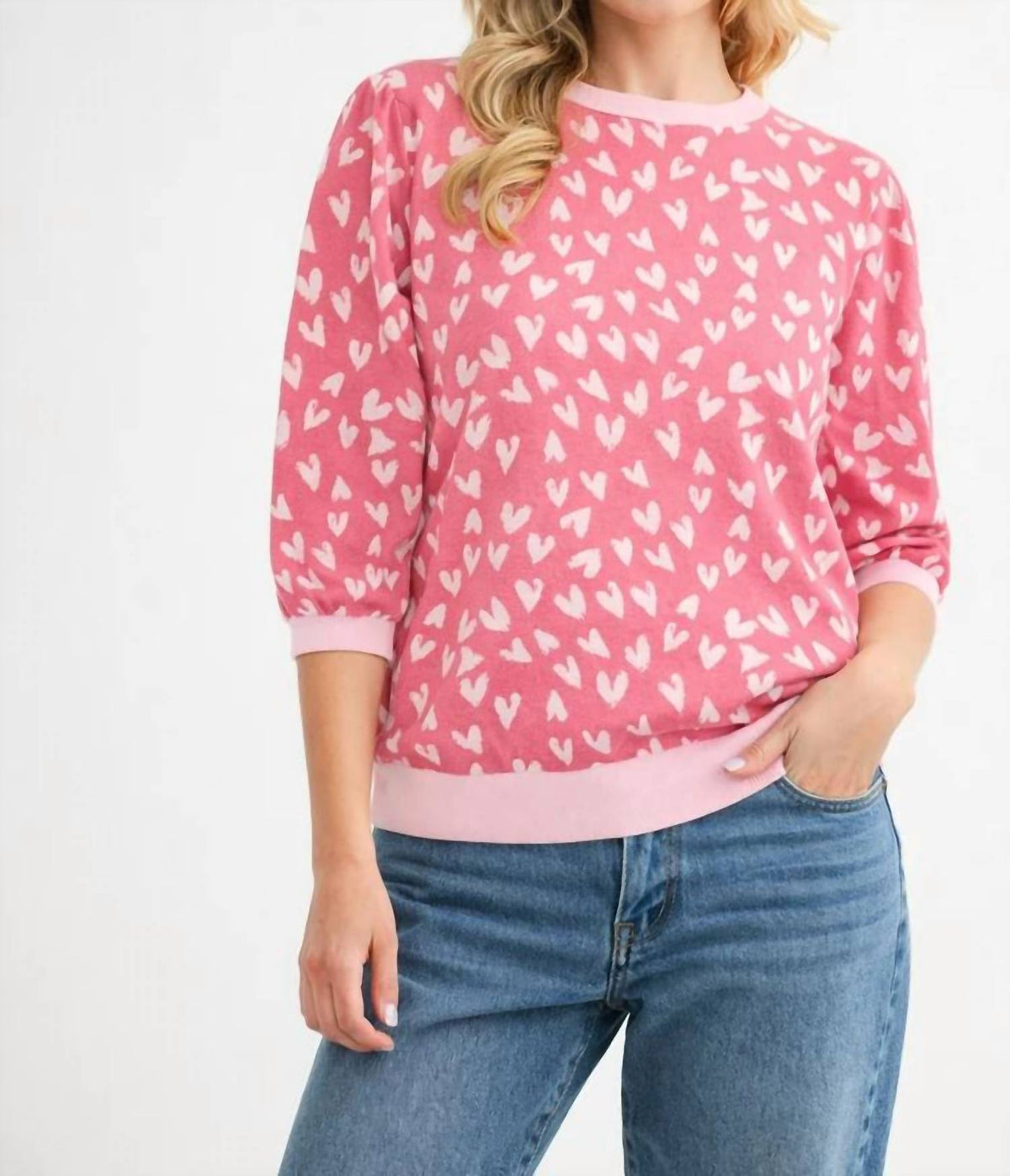 Joh - Sweetheart Short Sleeve Heart Sweater