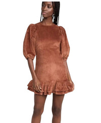 Bytimo - Corduroy Mini Flounce Dress