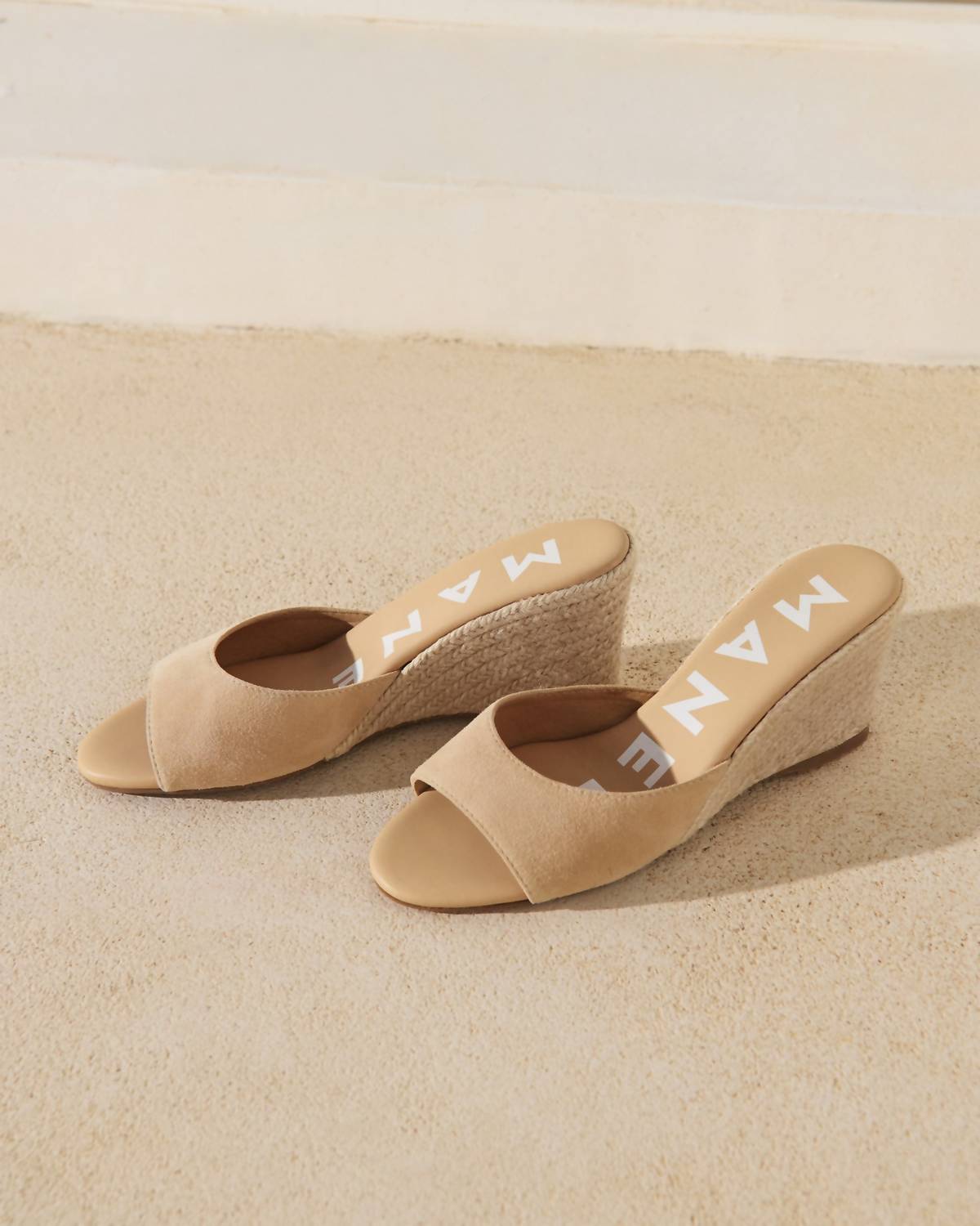 Manebi - Women's Soft Suede Mule Wedge Espadrille