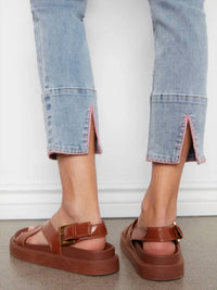 Charlie B - Pink Stitch Hem Cuff Slim Leg Stretch Jeans