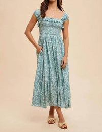 In-Loom - Smocked Floral Print Maxi Dress
