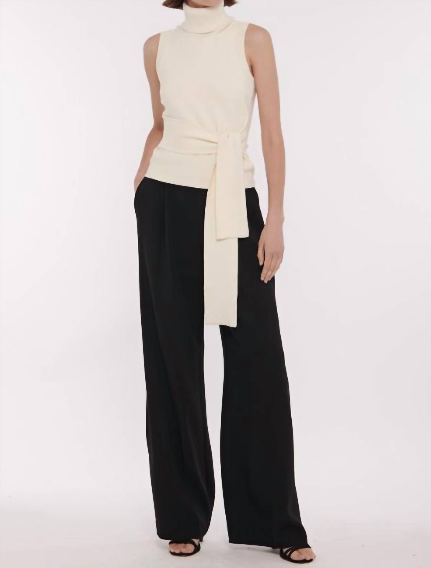 Toccin - Celeste Sleeveless Tie-front Turtleneck Top