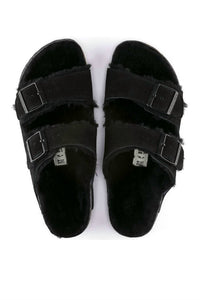 BIRKENSTOCK Unisex Arizona Shearling Suede Sandals in black - women's sandal - view 4