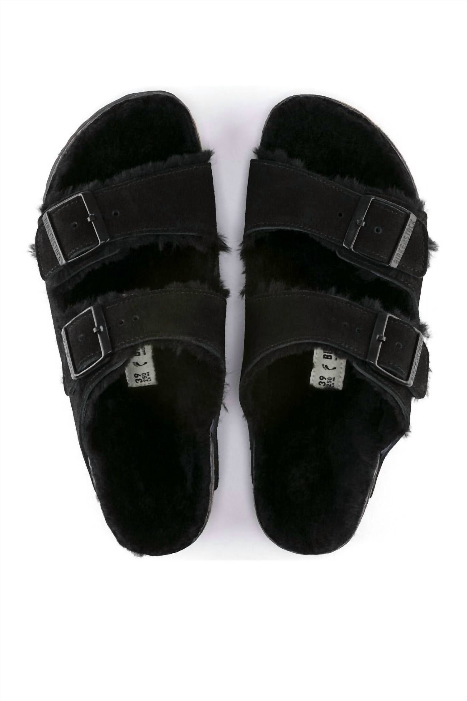 BIRKENSTOCK Unisex Arizona Shearling Suede Sandals in black - women's sandal - view 4