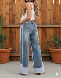 Little Secret Of Mine - Denim Contrast Wide-leg Jeans