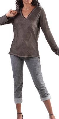 Gigi Moda - Rita Raw Edge Long Sleeve Top