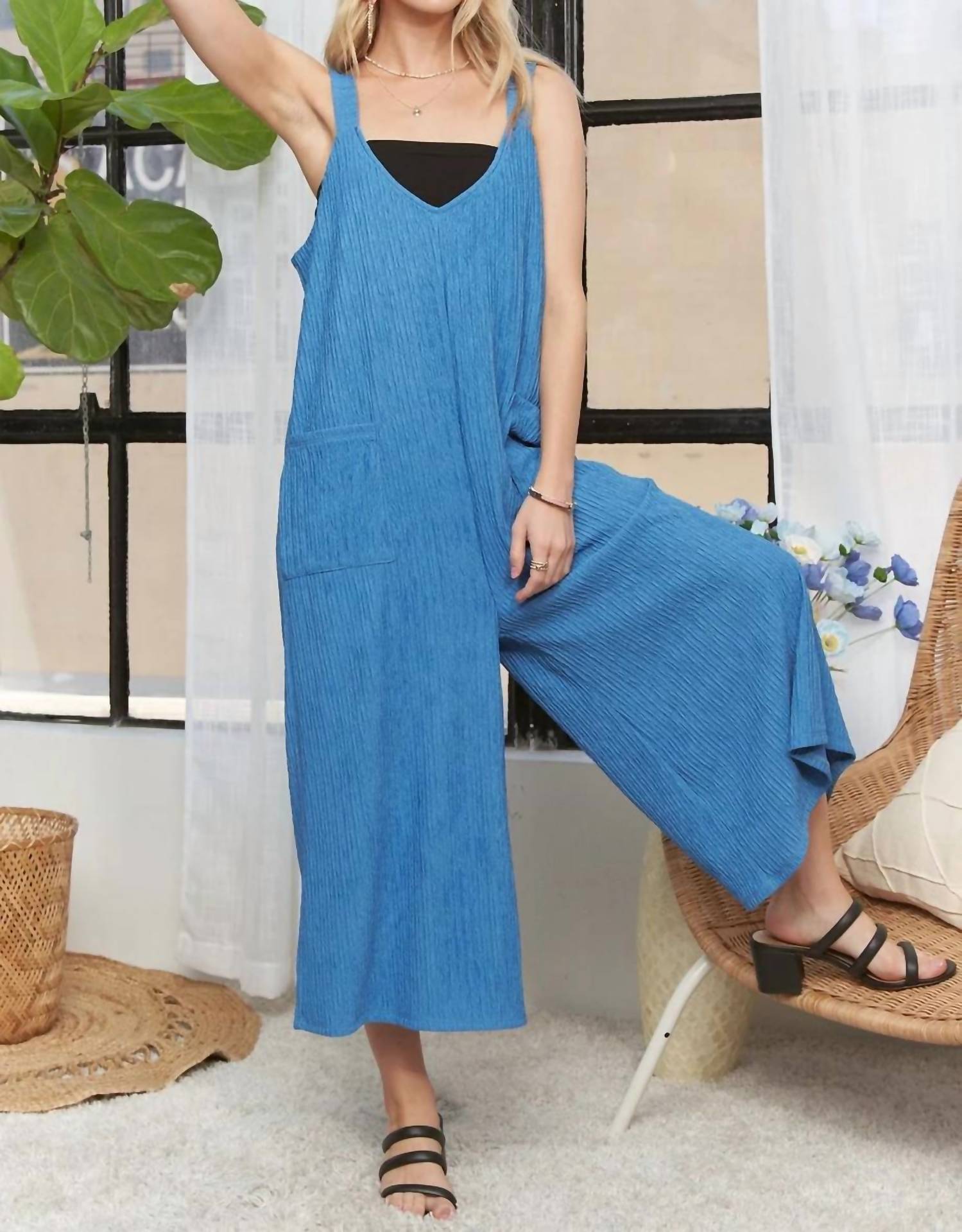 Adora - Wide Leg Crinkle Jumpsuit