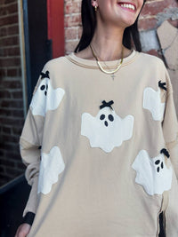 Peach Love - Boos & Bows Oversized Crew Sweatshirt