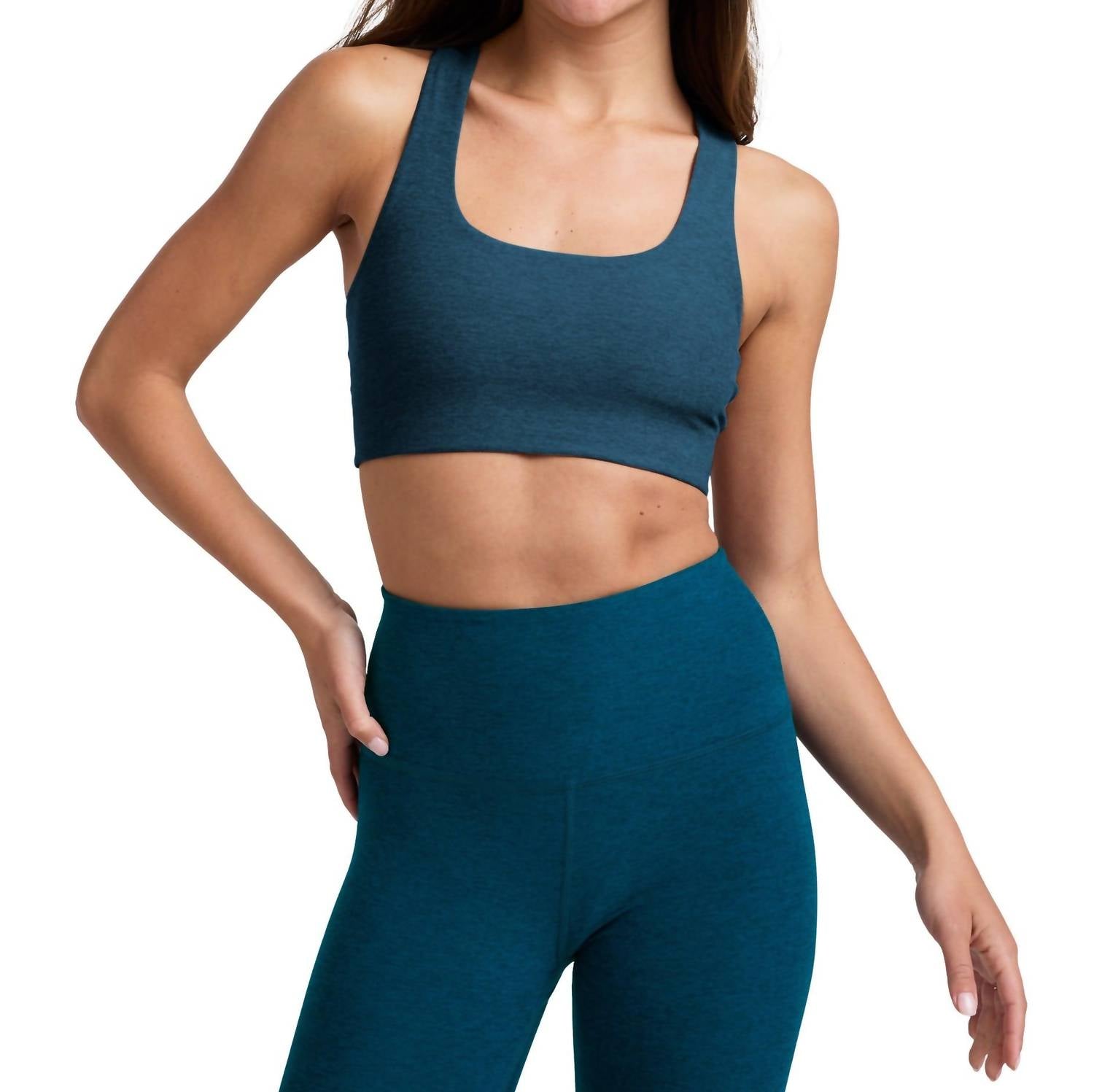 BEYOND YOGA Spacedye Simplicity Bra 2.0 in blue gem heather - women's intimate