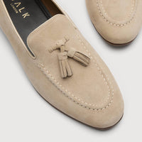 Walk London Women's Trent Tassel Suede Loafer in stone - women's flats - view 6