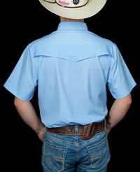 Ferrell Carson Short Sleeve Snap Shirt in light blue - men's shirt - alternate view