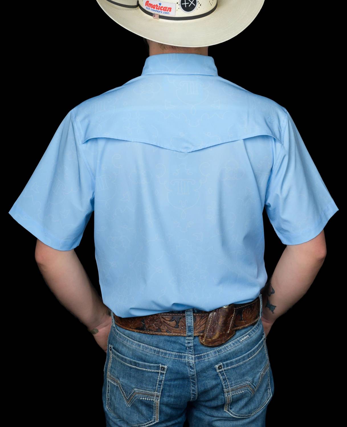 Ferrell Carson Short Sleeve Snap Shirt in light blue - men's shirt - alternate view