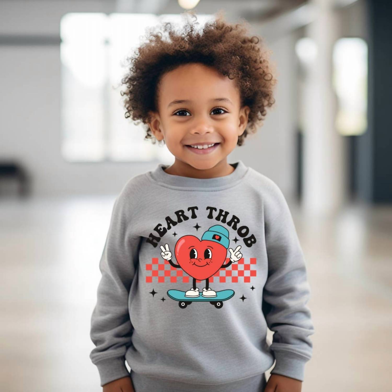 The Countryside Cottage Boy's Heart Throb Sweatshirt in gray - kids' shirt