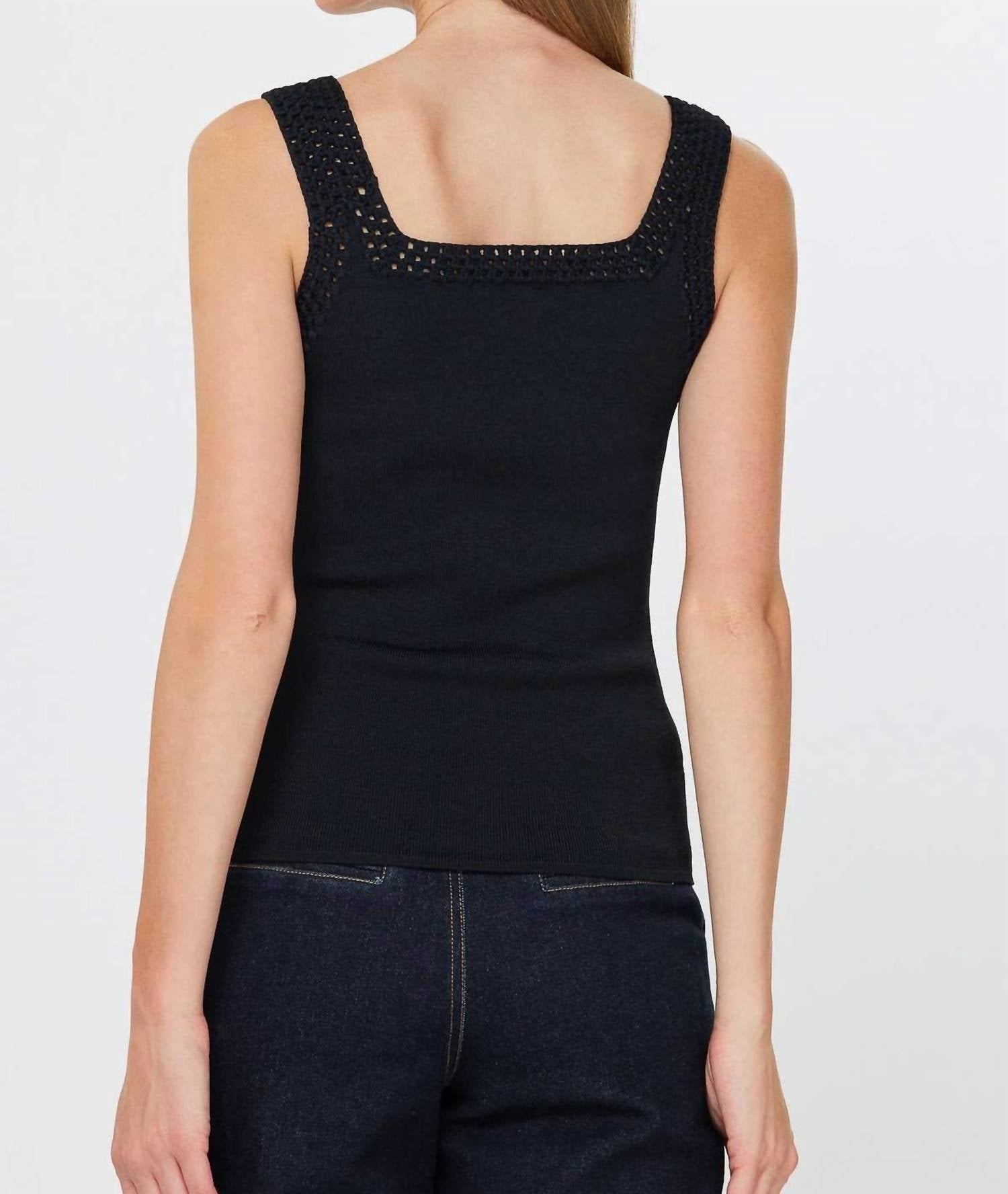 Nyland - Monet Square Neck Sweater Tank Top With Crochet Detail