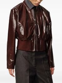 Birgitte Herskind Herry Leather Bomber Jacket in mahgonay - women's jacket - view 12