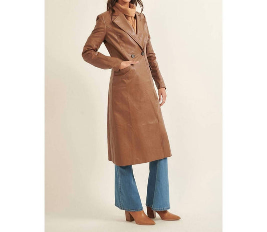 Promesa - Faux Leather Side Pocket Coat