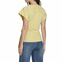 Apny - Women's Stripe Cinched Waist Tee