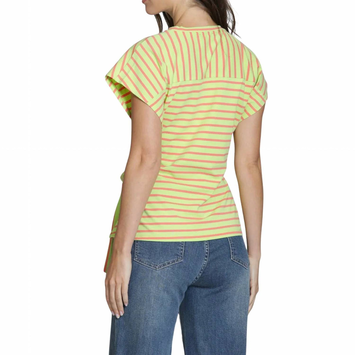 Apny - Women's Stripe Cinched Waist Tee