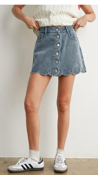 Buttermelon - Scallop Edge Button-up Skirt