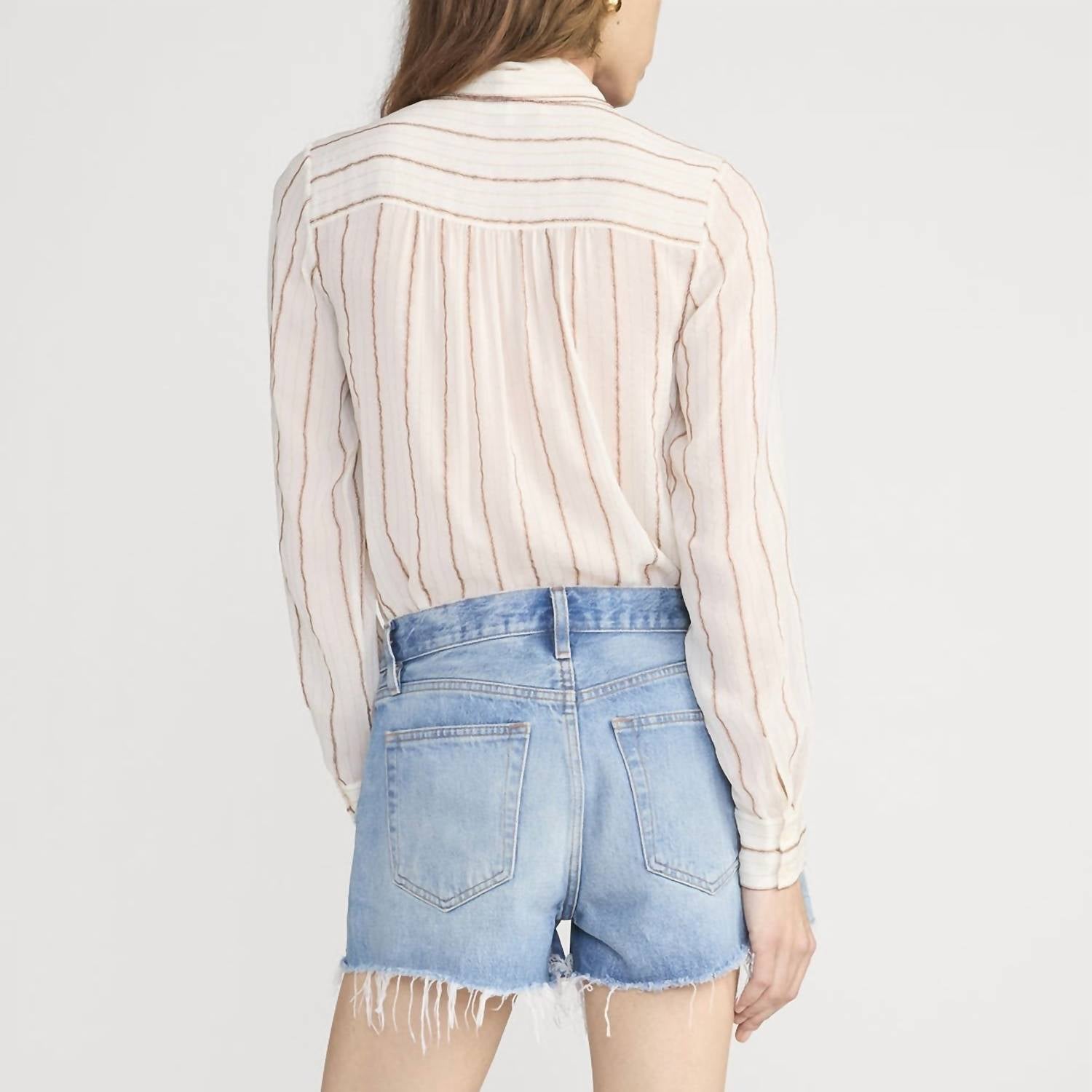 Frame - Striped Silk Tie Blouse