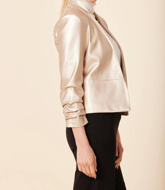Dolce Cabo - Metallic Vegan Ruched Sleeve Blazer