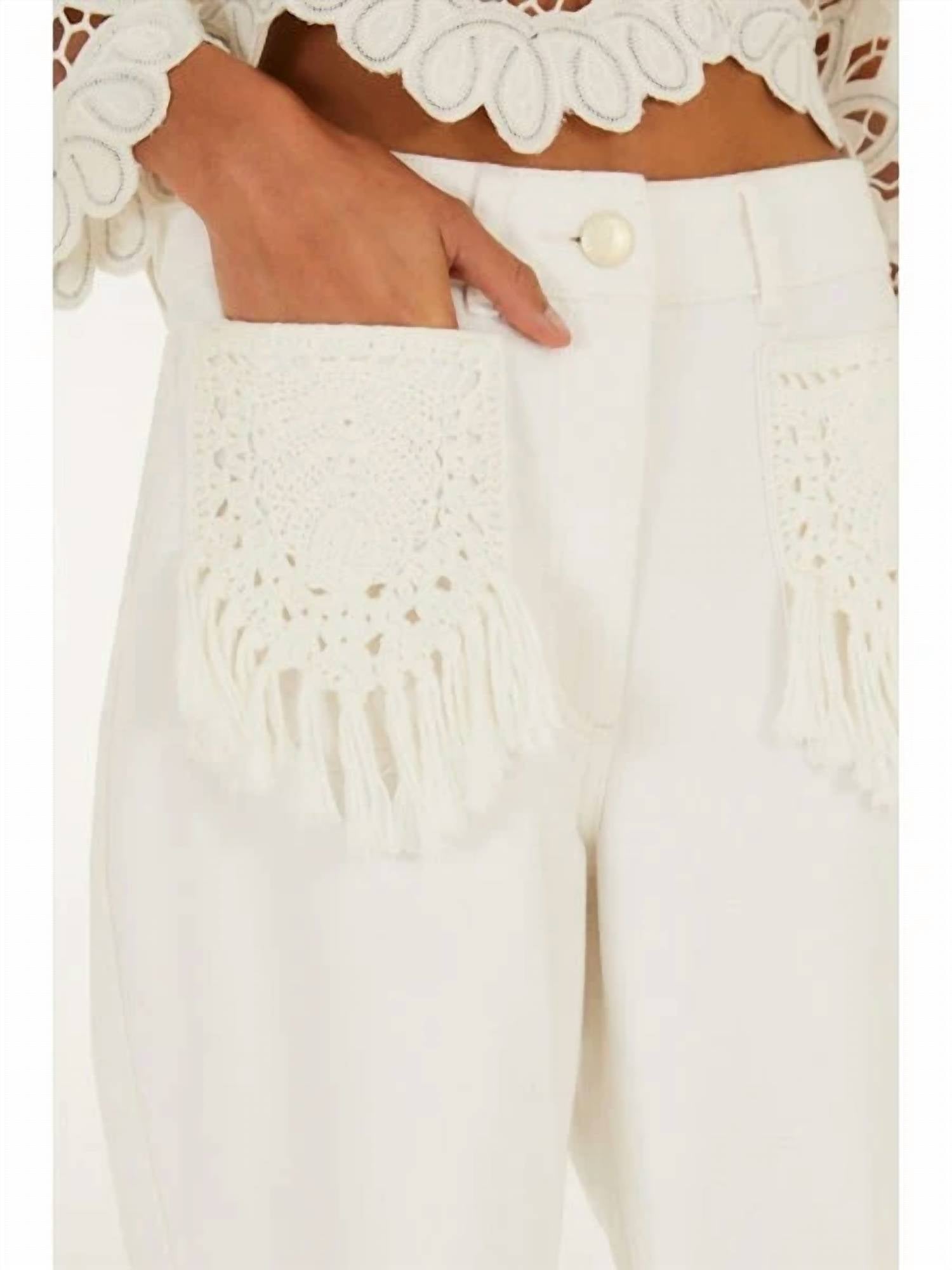 Farm Rio - Twill Pants With Fringe Pockets