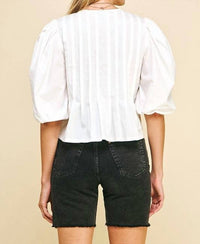 Pinch - Puff Sleeve Tie Blouse