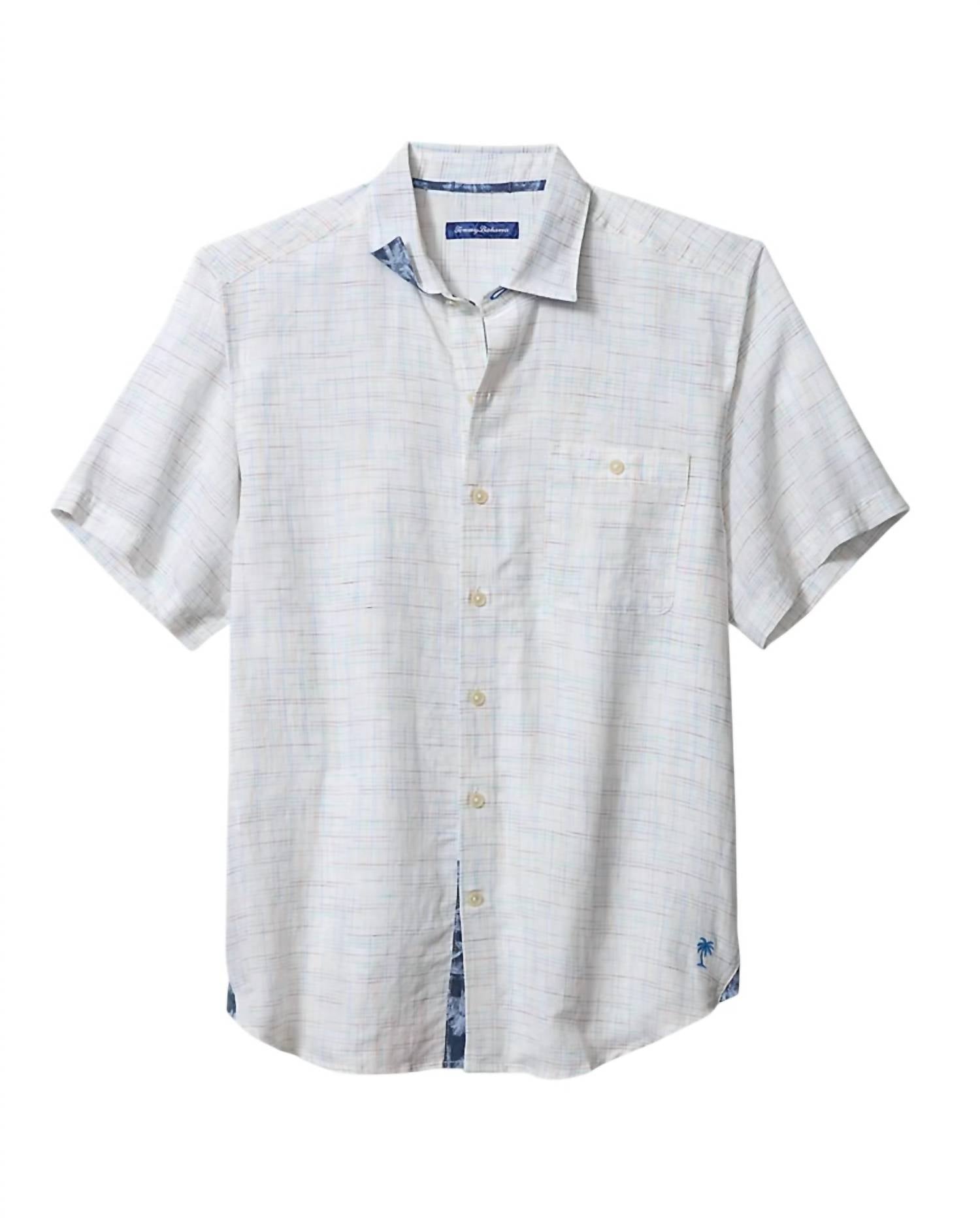 TOMMY BAHAMA Sand Linen Prism Check Shirt in white - men's shirt - alternate view