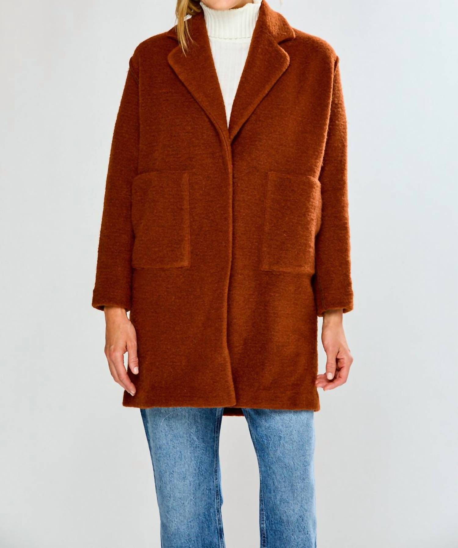 SARA CAMPBELL Chloe Dropped Shoulder Coat in chestnut - women's jacket