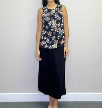 Papillon - Floral Rubber Print Stretch Pleated Top