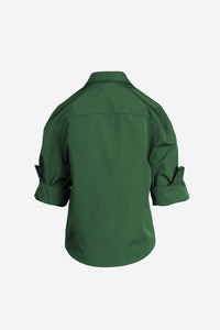 naked zebra Kelly Rolled Sleeve Blouse in green - women's shirt - detail view