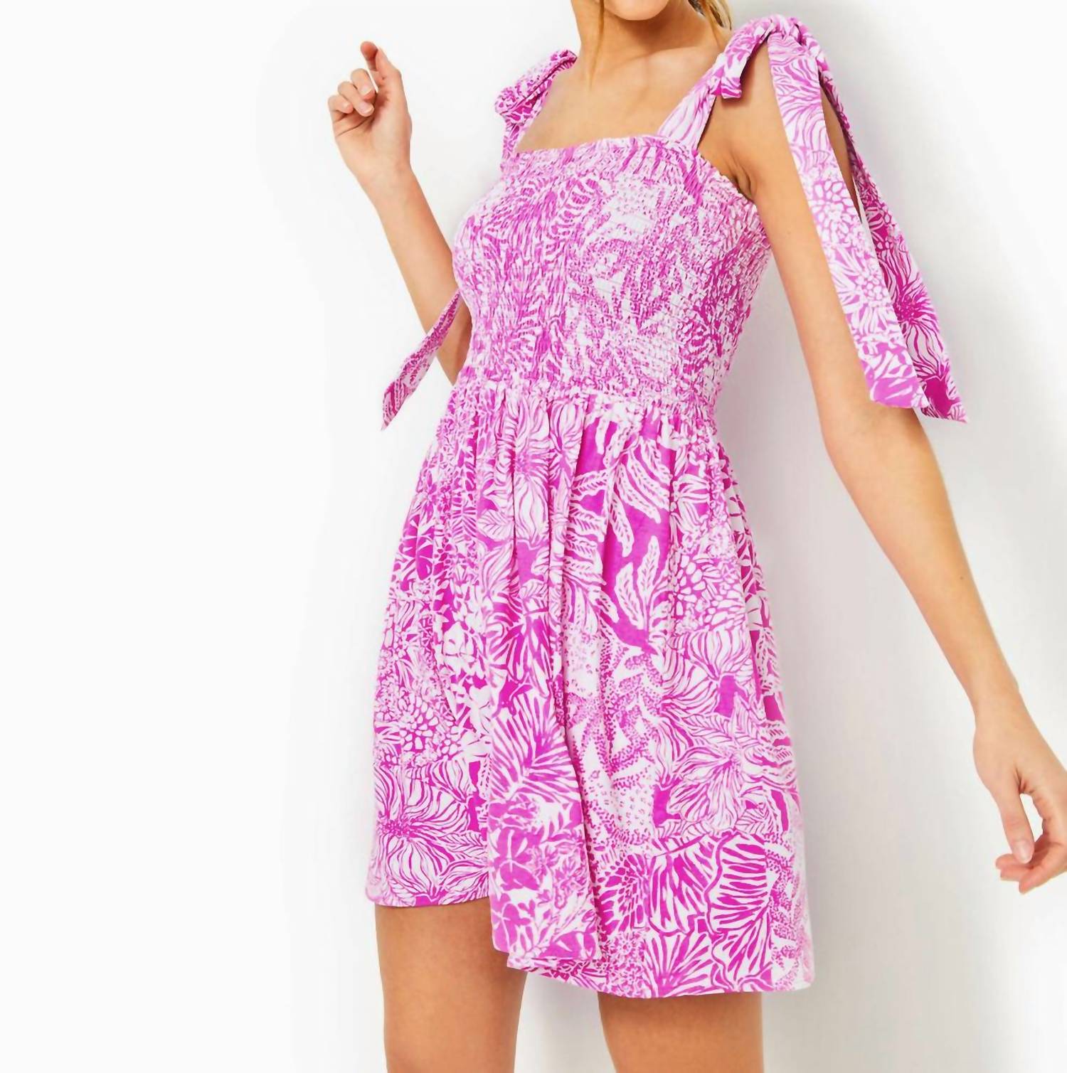 Lilly Pulitzer Rivera Tie Straps Romper in wild fuchsia - women's pants