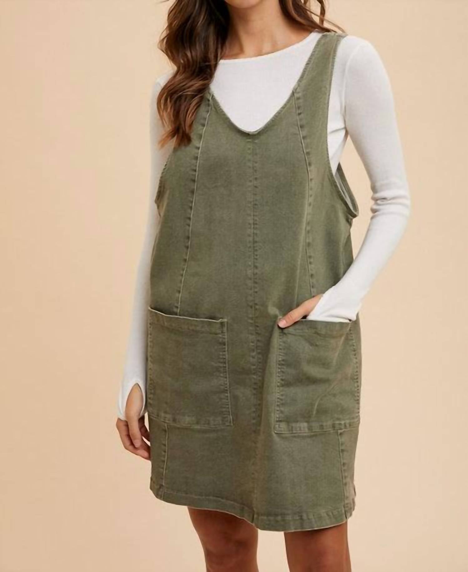 AnnieWear Lolly Denim Mini Dress in green - women's dress - view 4