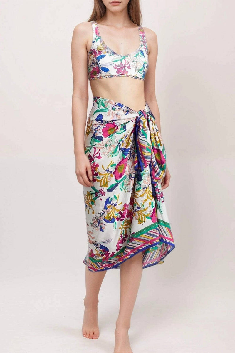 Johnny Was FLORAL TIE SARONG in aldrich - women's swimwear