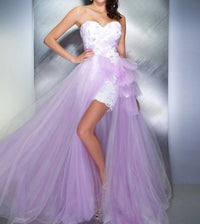 Mac Duggal - Sequined Bustier With Lace Skirt Gown