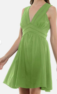 Danny & Nicole Taylor V-neck Sleeveless Mini Dress in lime - women's dress - alternate view