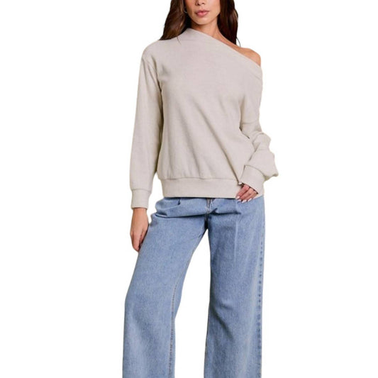 Gilli - Long Sleeve Unbalanced Off-Shoulder Top