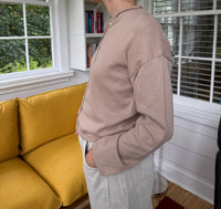Things Between Toby Buttoned Cardigan Top in beige - women's sweater - detail view
