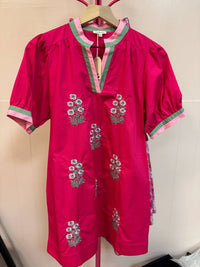 Jodifl - Floral Embroidered Contrast Trim Mini Dress