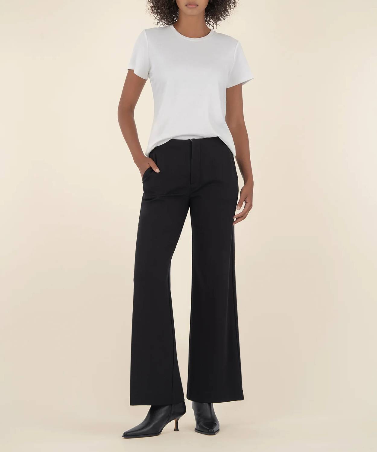 Kut From The Kloth - Soft Stretch Ponte Knit Cropped Wide Leg Pants