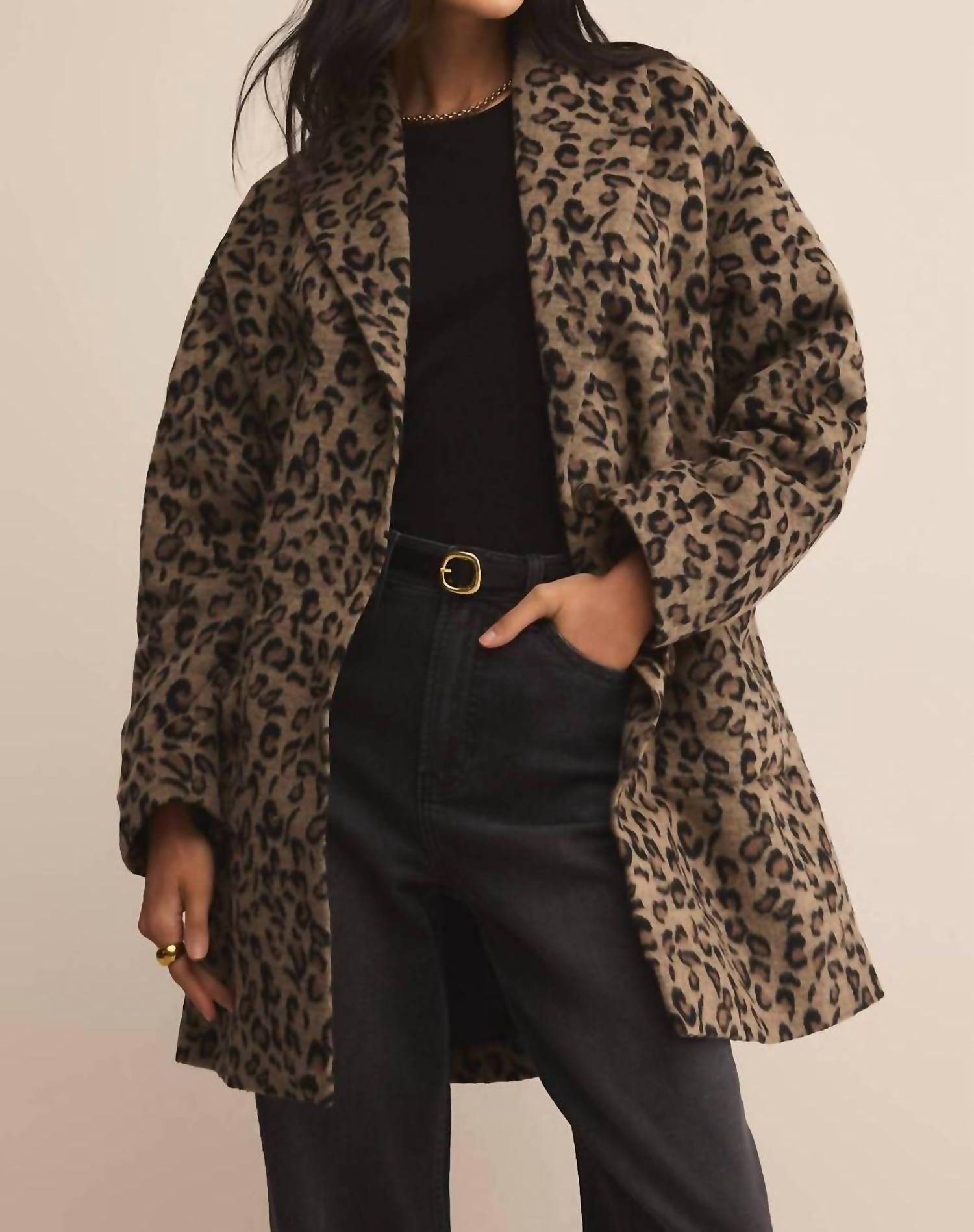 Z Supply Lennon Leopard Coat in suede - women's jacket