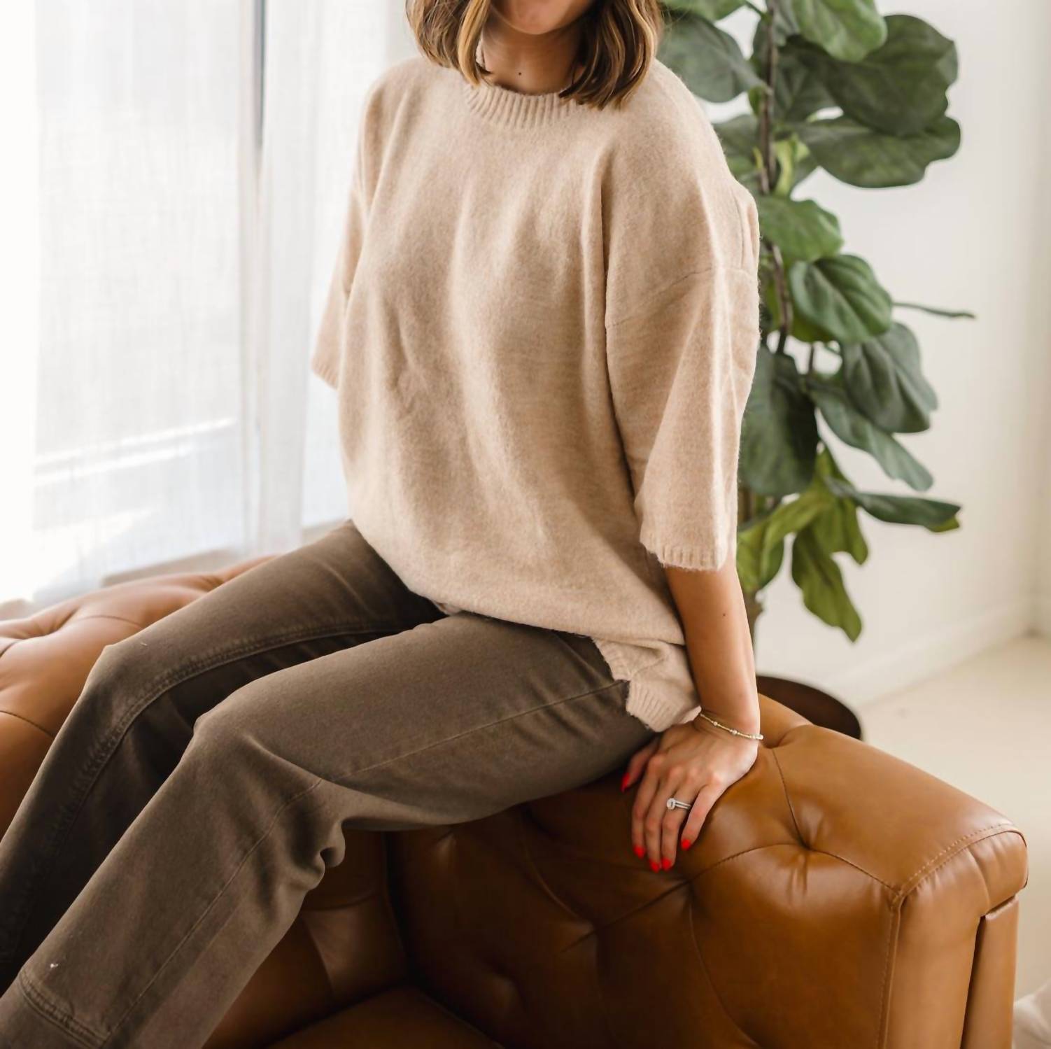 Free People Margot Sweater Tee in pearl melange 1 - women's t-shirt - view 4