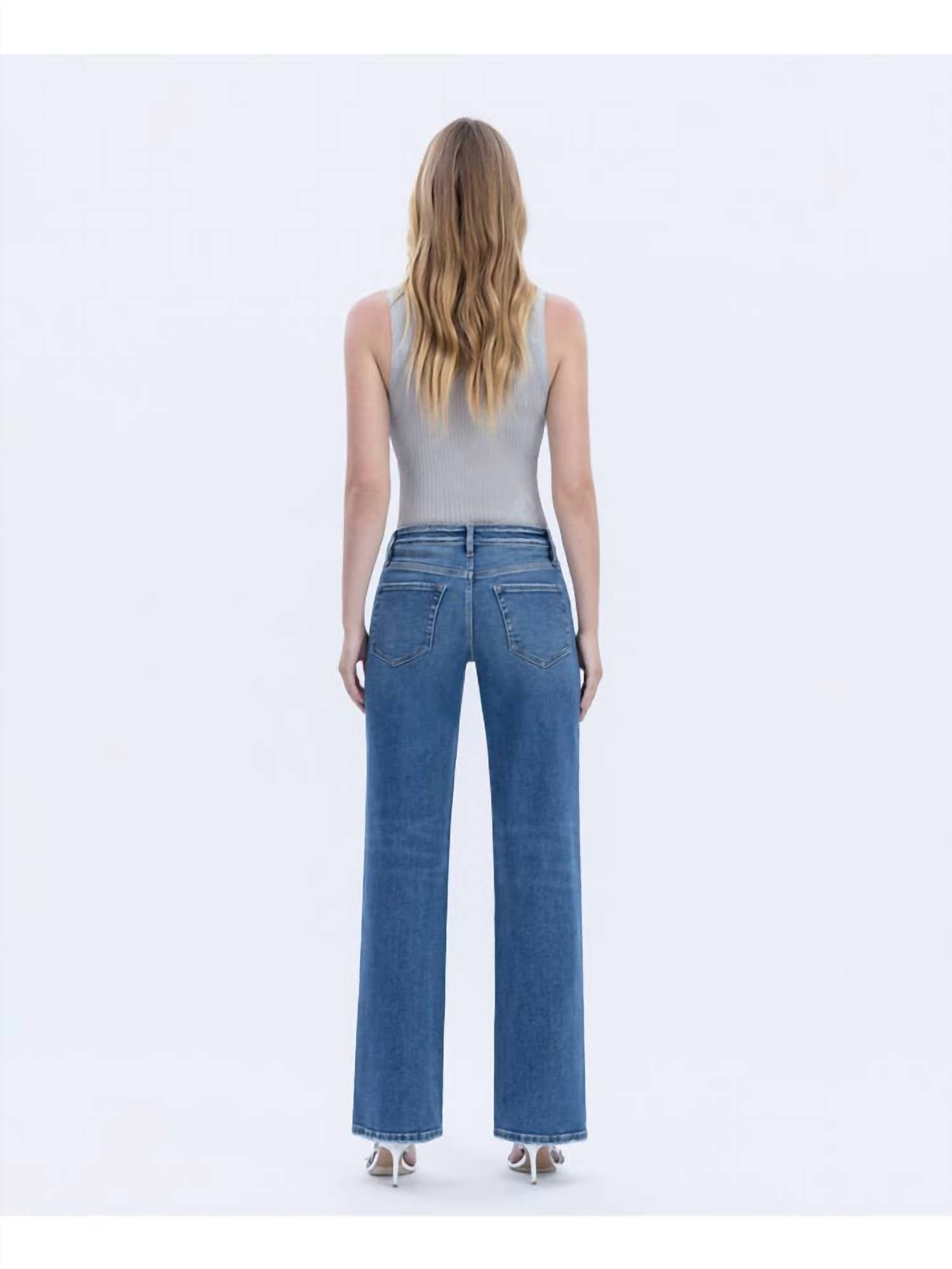 Vervet By Flying Monkey - Aileeah High Rise Full Length Slim Wide Jeans