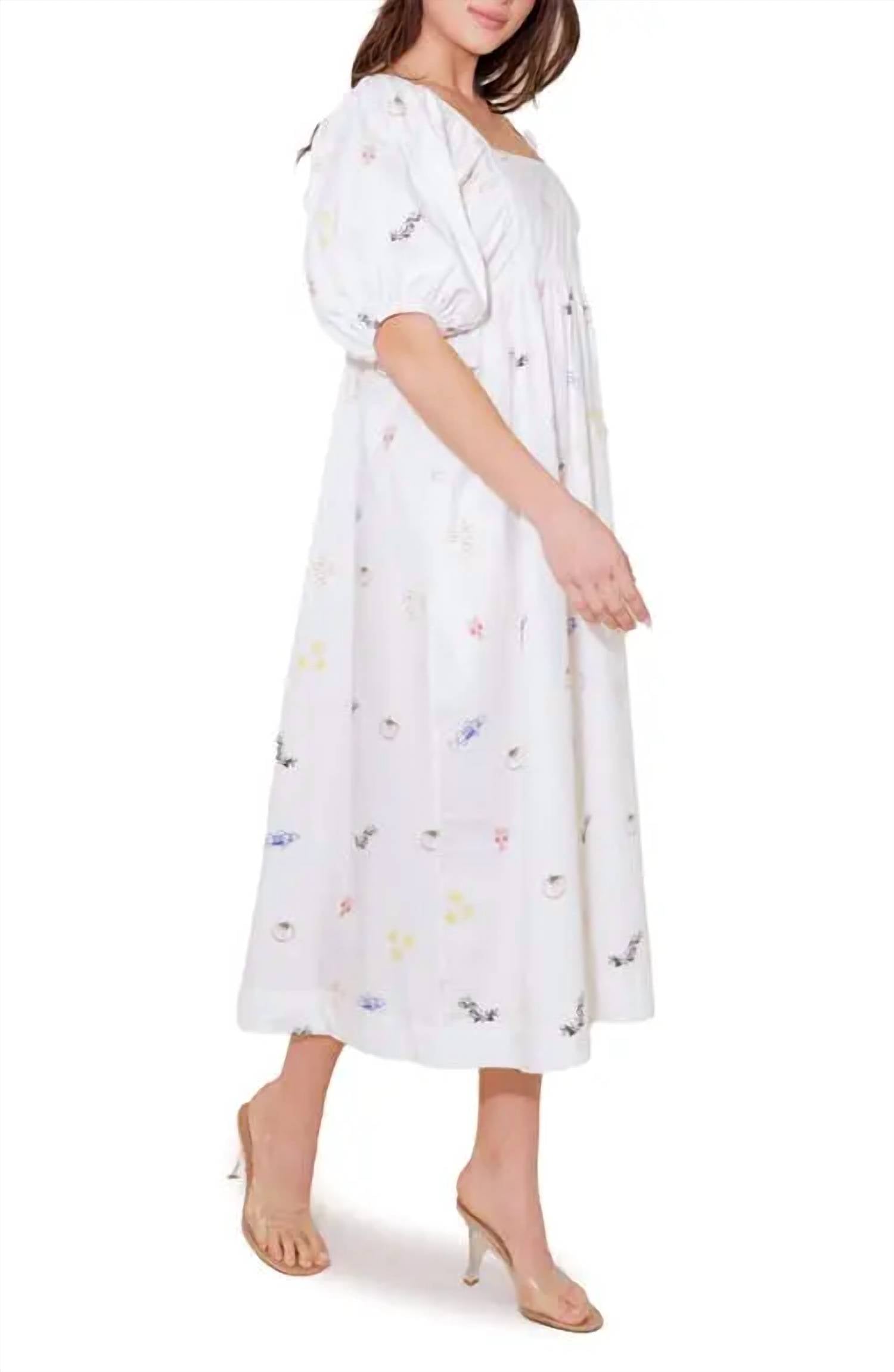 FLYING TOMATO Italian Printed Woven Dress in white - women's dress - alternate view
