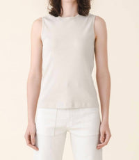 PRAIRIE UNDERGROUND Sleeveless Ribbed Crewneck Tee in oyster organic - women's tank top