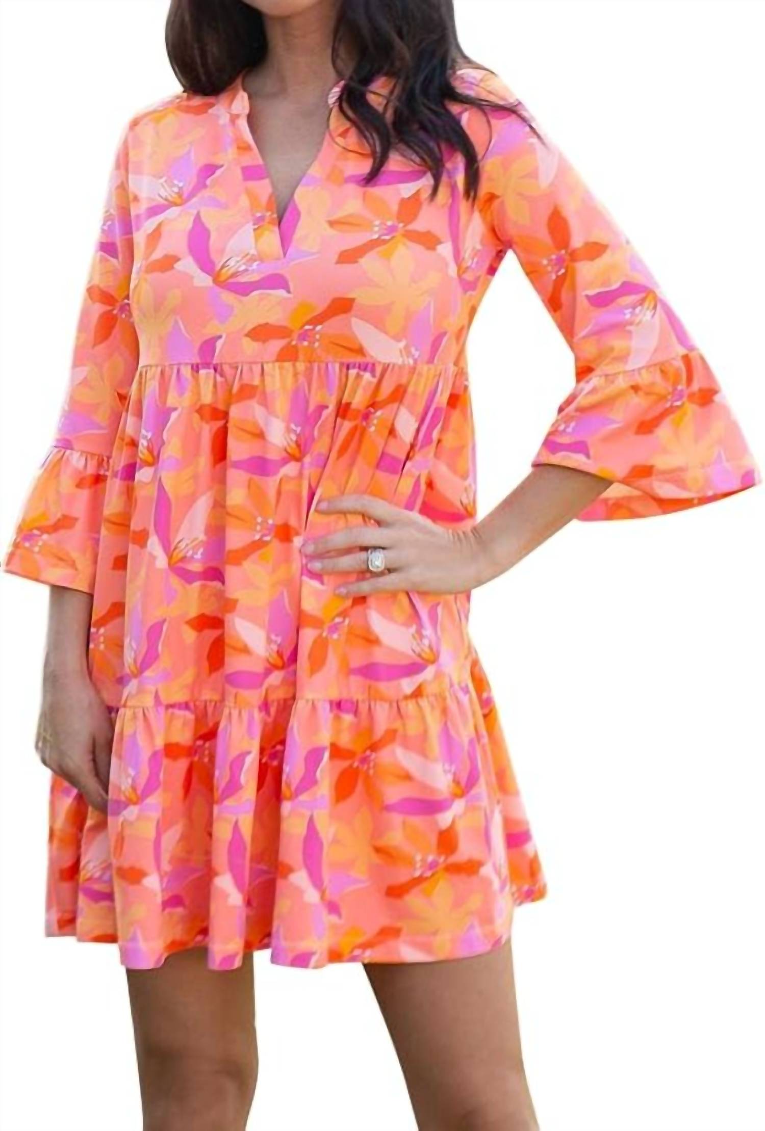 Mary Square - Paradise Is Calling 3/4 Sleeve Mini Dress