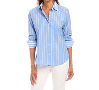 Karen Kane - Contrast Ruched Sleeve Shirt
