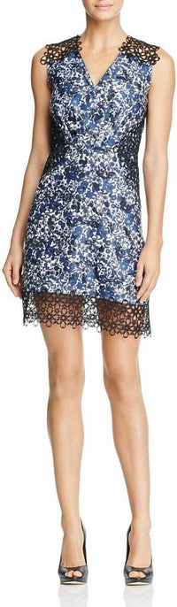 Elie Tahari - Women's Sleeveless Zipper Back A Line Floral Burnout Crochet Dress